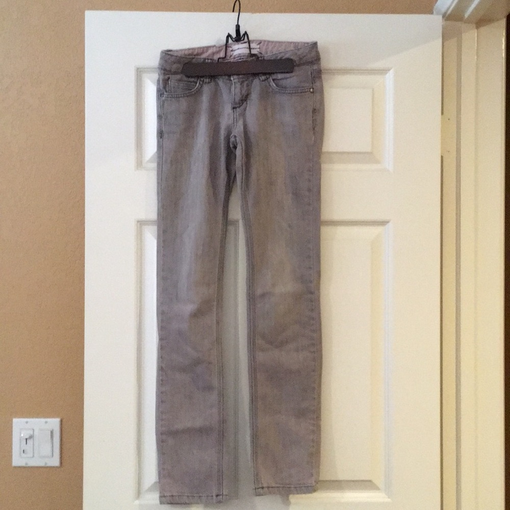 Topshop Moto Gray Straight Leg Jeans